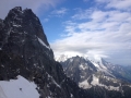 Depuis le téléphérique des Grands Montet, les Drus et le Mont-Blanc dans les nuages