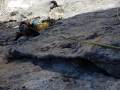 Dans la premère des 3 longueurs  sommitales de la voie des Savoyards