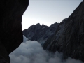 Au petit matin arrivée au pied de l'arête nord