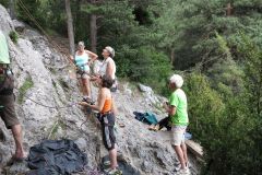Un peu d'entrainement pour tout le monde avant d'affronter la difficile Via Ferrata du Baus de la Frema !