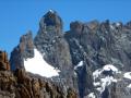 Le Grand Pic de la Meije et ses arêtes jusqu'au Doigt de Dieu à droite