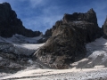 de gauche à droite : versants sud de "l'Ailefroide Oriantale, col du "Glacier noir", "Pic du Coup de Sabre", col du "Coup de Sabre", épaule Ouest du "Pic Sans Nom".