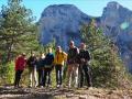 Notre groupe sur fond des parois de la Grande Roche et des Gillardes à droite