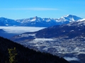 La Mure, le Trièves sous les nuages, le Grand Veymont et le Mont Aiguille