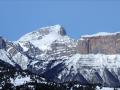 De gauche à droite, les Rochers du Parquet,le Grand Veymont et le Mont Aiguille